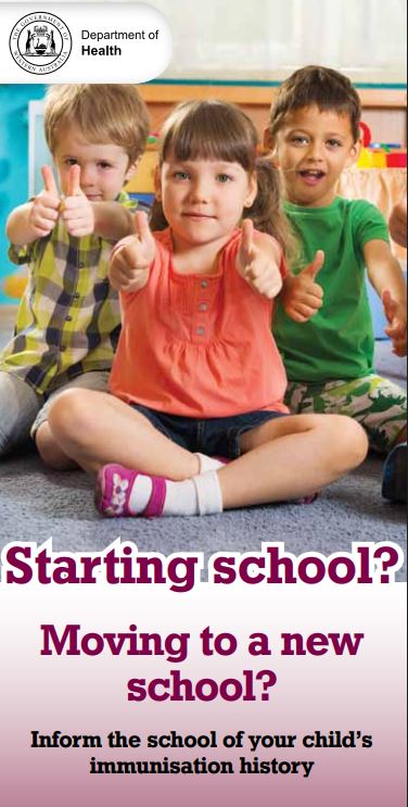 Starting school immunisation information